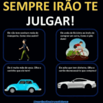 Postagem sobre julgamentos sociais relacionados a escolhas de transporte, mostrando críticas sobre quem não tem carro, usa bicicleta ou tem um carro luxuoso.