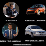 Conselho sobre investimentos: analogia entre pedir opiniões sobre um carro de luxo (Land Rover) a quem tem um modelo popular (Gol), destacando a importância de buscar orientação qualificada.